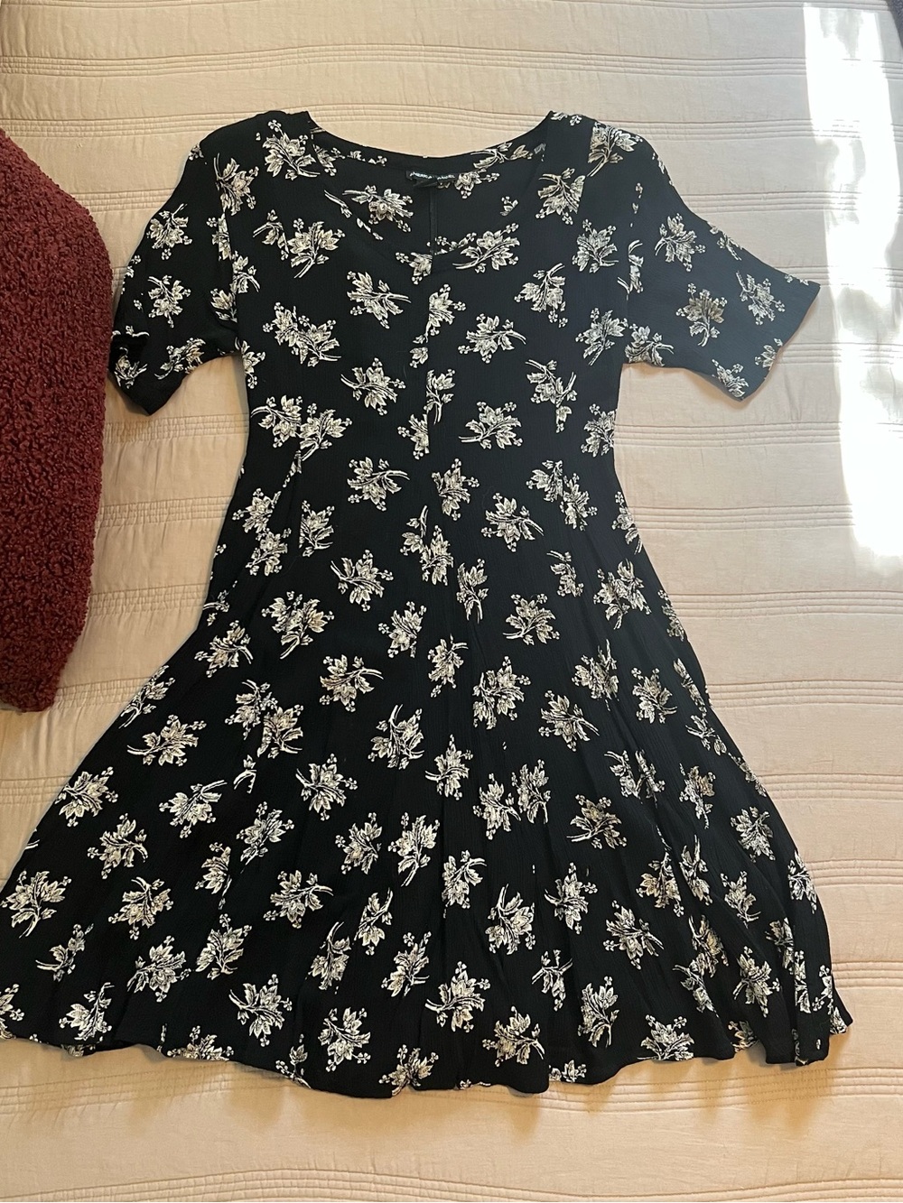 American Angel Black Floral Fit-and-Flare Dress 90s Boho Western Ruffle Goth